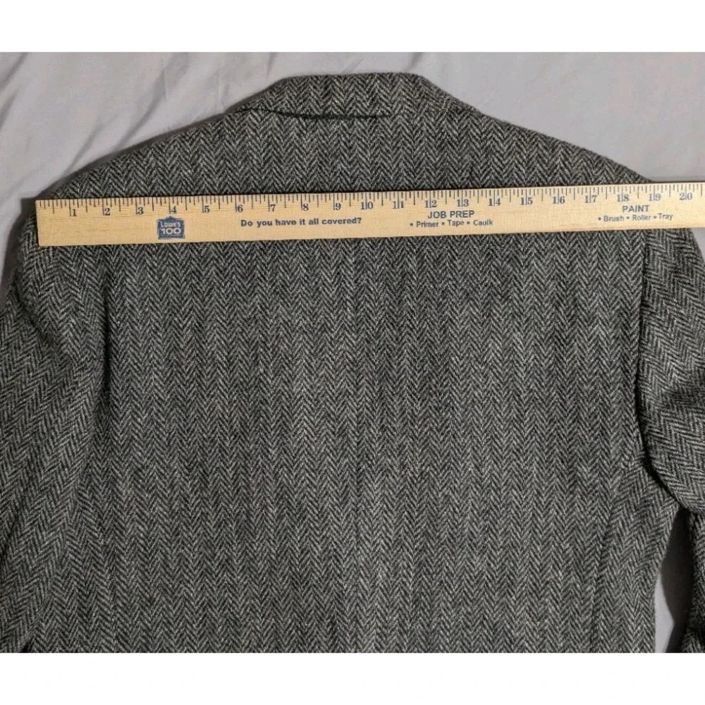 Brooke & Deane Harris Tweed Blazer Mens 42 Gray Herringbone Wool Vintage Coat